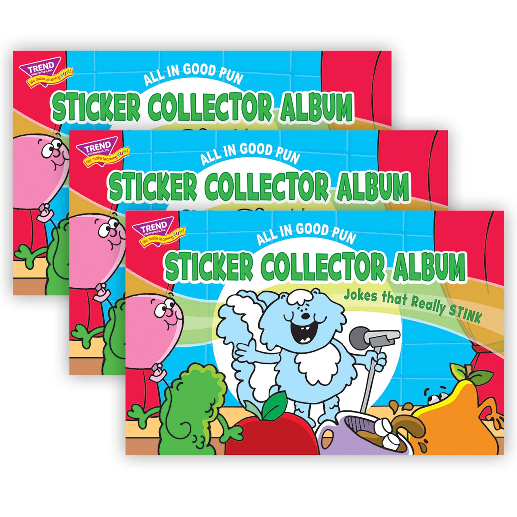TREND Enterprises® All in Good Pun Sticker Collector Albums, 3ct.